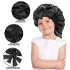 AWAYTR Long Toddler Silk Bonnet for Sleeping Elastic Satin Bonnets for Curly Hair Braid Night Cap for Aged 3-12 Kids (Black) view 3