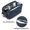 BAGSMART Toiletry Bag for Men, Canvas Travel Toiletry Organizer Dopp Kit Water-resistant Shaving Bag for Toiletries Accessories,Navy Blue-Medium view 3