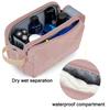 BAGSMART Toiletry Bag for Women, Cosmetic Makeup Bag Organizer, Travel Bag for Toiletries, Dopp Kit Water-resistant Shaving Bag for Accessories, Pink-Large view 3