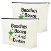 2 Pieces Beach Lover Gifts for Women Beach Makeup Bag Funny Vacation Gifts Cosmetic Bag Beach Themed Gifts for Women Besties Birthday Christmas Graduation Gifts for Beach Lover Travel Makeup Pouch view 1