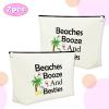 2 Pieces Beach Lover Gifts for Women Beach Makeup Bag Funny Vacation Gifts Cosmetic Bag Beach Themed Gifts for Women Besties Birthday Christmas Graduation Gifts for Beach Lover Travel Makeup Pouch view 3