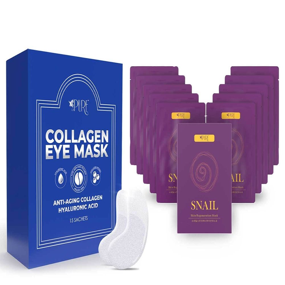 Beauty Bundle 10 Sheet Korean Face Masks and 15 Pairs of Silver Under Eye Patches Perfect for Mom's Skincare Routine, Deep Moisturizing Facemask and Undereye Patches, Luxurious Present for Mothers