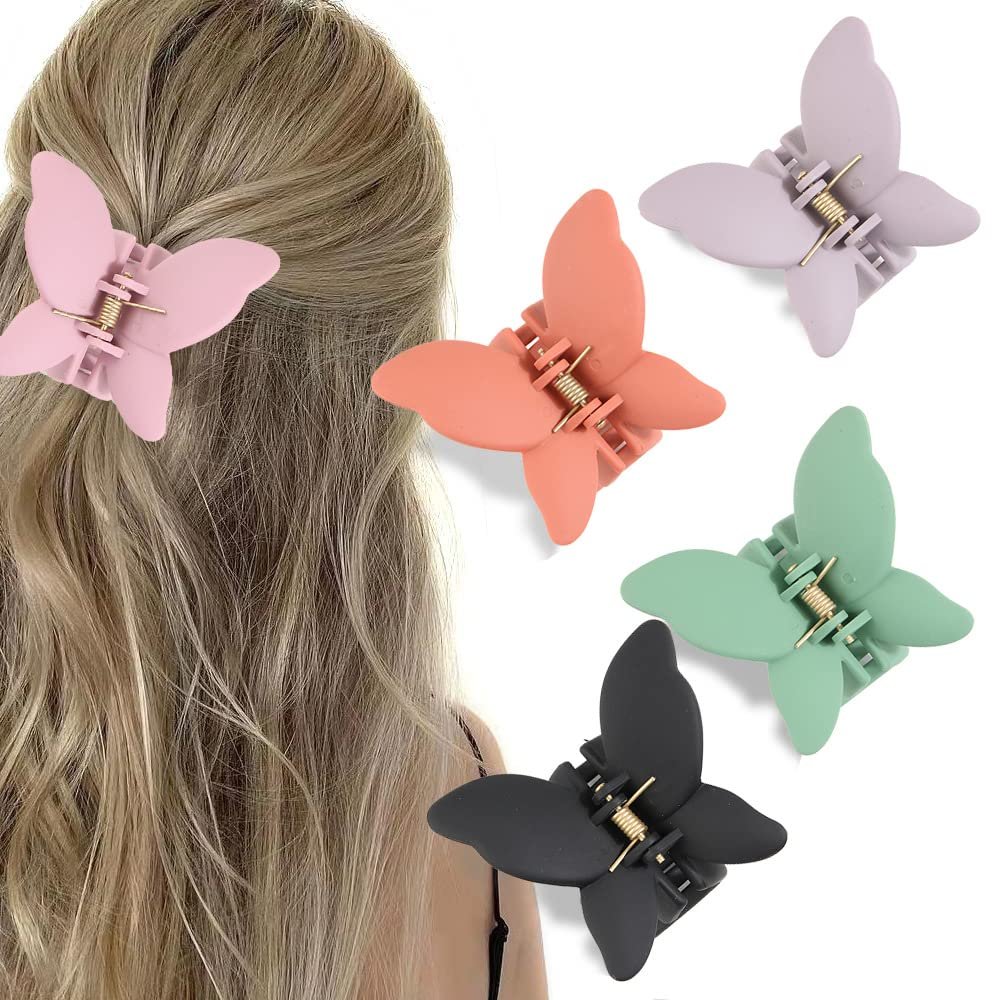 4 Pcs Butterfly Hair Claw Clips Jaw Clips,2.6 Inch Strong Hold Butterfly Hair Clamps for Women Girls Thick Thin Hair, Hair Accessories Gift for Girls and Women (B)