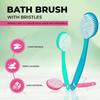 Bistras Bath Brush with Bristles, Bath and Shower Scrubber, Long Handle for Exfoliating Back, Body, and Feet (Multi-Color/1 from Each Color, 3 Pk) view 2
