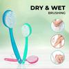 Bistras Bath Brush with Bristles, Bath and Shower Scrubber, Long Handle for Exfoliating Back, Body, and Feet (Multi-Color/1 from Each Color, 3 Pk) view 3