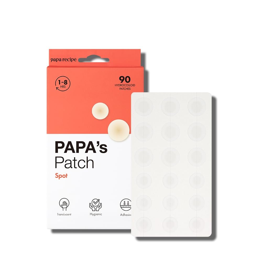 Papa Recipe Spot Patches, Hygienic Acne Patch (90 Pack) - Hydrocolloid Acne Pimple Patches for Face, Blemishes and Zits Absorbing Patch, Breakouts Spot Treatment for Skin Care, Invisible Pimple patch