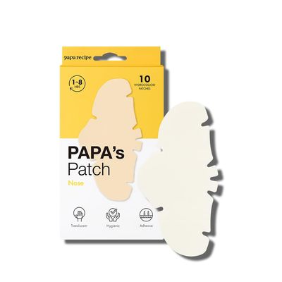 Papa Recipe Nose Patch 10 Hydrocolloid Patches For Nose Pores - Korean Blackhead, Pimple, Zit, Oily Pore & Acne Support