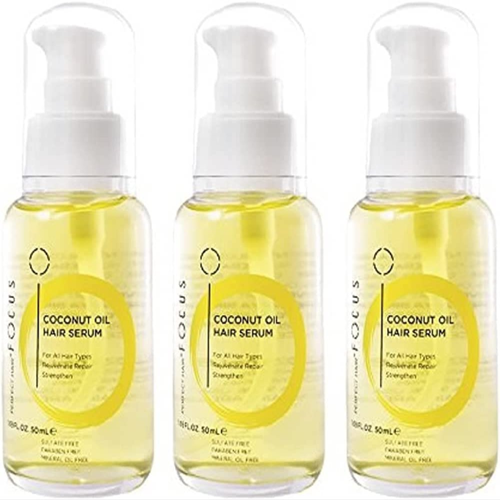 Coconut & Argan Oil Hairs Serum a Natural Leave In Conditioner Boosted with Vitamin E, Birrea Seed, and silk Protein - Revitalize & Detangle for a Smooth and shiny Look - 50ml (3 Pack)