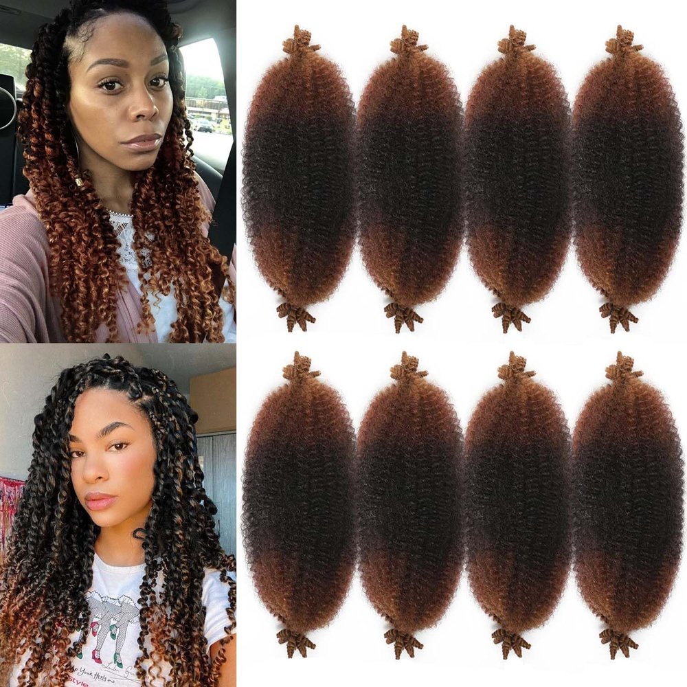 12 Inch Springy Afro Twist Hair 8 Packs Marley Twist Braiding Hair Pre-fluffed Spring Twist Hair Kinky Hair Afro Twist Hair Marley Hair for Faux Locs (12 Inch (Pack of 8), T1B/33/30#)