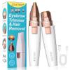 Eyebrow Trimmer, Facial Hair Removal for Women, 2 in 1 Rechargeable Eyebrow Razor & Painless Hair Remover Kit, Hair Removal Device for Eyebrows, Peach Fuzz, Lips, Arms, Legs with Light (Rose Gold view 1