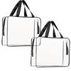 2Pcs Crystal Clear PVC Travel Toiletry Bag Kit for Women Men, Waterproof Vinyl Packing Organizer Storage Bags with Zipper Handle Straps, Cosmetic Pouch Carry on Airport Airline Compliant Bag Handbag view 1