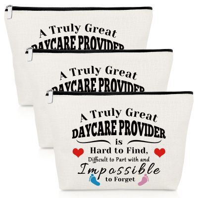 3 Pcs Daycare Provider Appreciation Gift Makeup Bag Daycare Teacher Gifts 3 Pack Cosmetic Bag Thank You Present for Childcare Provider Childhood Educators Christmas Birthday Present Travel Pouch