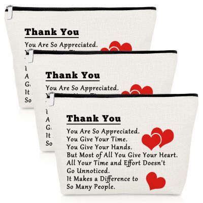 3 PCS Thank You Gifts for Social Worker Makeup Bag Social Worker Appreciation Gift for Employee Coworker 3 Pack Cosmetic Pouch Retirement Present for Teacher Nurse Volunteer Christmas Birthday Present