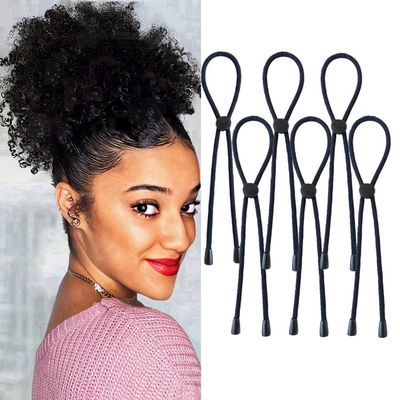 AICILY 6PCS NEW Adjustable Hair Ties Long Hair Holder Afro Puff Ponytail Ties Length Hairband for Women with Natrual Curly Hair Thick,Loc,Braided Hair,No-Slip Design (Style-A-6PCS)