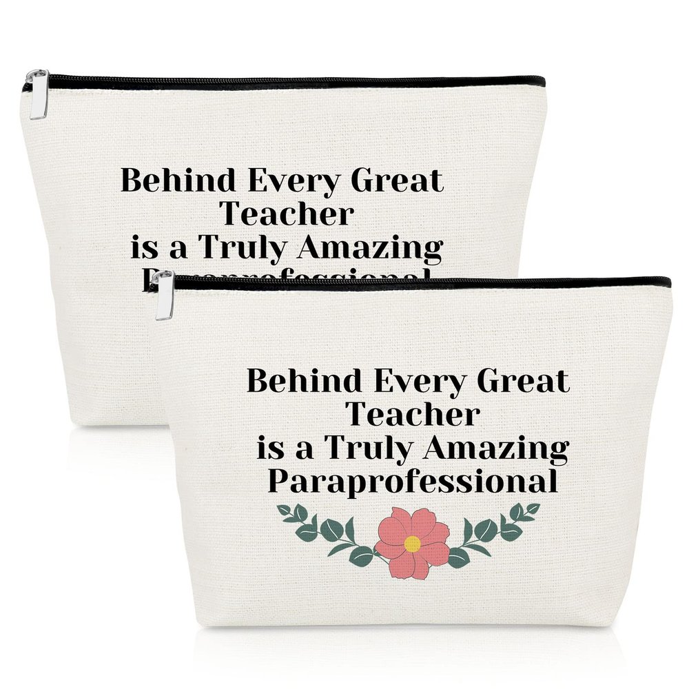 2 Pack Paraeducator Appreciation Gift for Teacher Makeup Bag Paraprofessional Thank You Gift for Para Teaching Assistant Birthday Cosmetic Bag Retirement Teacher Day Present 2 PCS Cosmetic Pouch