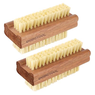 DEBETOOL Acacia Wood Nail Brush, 2 Pack Wooden Nail Scrub Brush for Fingernail cleaning,Natural Fingernail Brush to Clean Under Nails