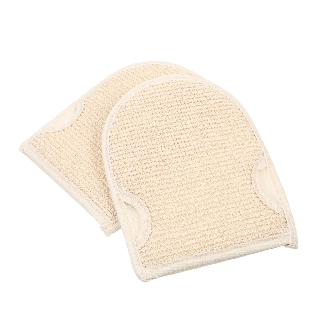 Healeved 2pcs Double-sided Exfoliating Bath Mitts for Body Scrubbing Soft Cotton-linen Shower Gloves for Gentle Skin Care for Cleansing Neck Shoulders and Feet