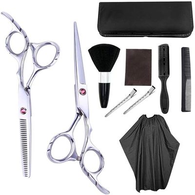 10 PCS Professional Hairdressing Scissors Kit Hair Cutting Scissors Hair Scissors Tail Comb Hair Cape Hair Comb