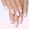 Leuhiove Coffin Press on Nails medium Pink Fake Nails with Colorful Rhinestones Glitter Powder Designs Square False Nails Acrylic Glue on Nails Bling Artificial NailS for Women and Girls 24 Pcs view 1