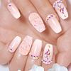 Leuhiove Coffin Press on Nails medium Pink Fake Nails with Colorful Rhinestones Glitter Powder Designs Square False Nails Acrylic Glue on Nails Bling Artificial NailS for Women and Girls 24 Pcs view 2