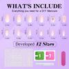 Leuhiove Coffin Press on Nails medium Pink Fake Nails with Colorful Rhinestones Glitter Powder Designs Square False Nails Acrylic Glue on Nails Bling Artificial NailS for Women and Girls 24 Pcs view 4