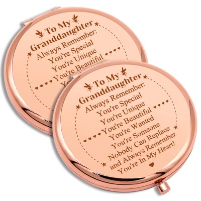 2 PCSGranddaughter Gifts Idea for Birthday Encouragement Gift Compact Makeup Mirror for Granddaughter Folding Pocket Mirror for Her Grandchild Present from Grandma Christmas Graduation Present