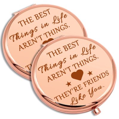 2 PCS Friends Gifts for Girls Birthday Gifts Compact Makeup Mirror for BFF Sister Bestie Friendship Gift for Women Folding Makeup Mirror for Colleague Best Friend Thanksgiving Graduation Gift