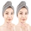 American Soft Linen 100% Cotton Hair Towels for Women, Head Towel Cap, Cotton Hair Turban Towel Wrap for Long Curly Anti Frizz Hair, Soft and Absorbent Cotton Hair Towels 2 Pack, Light Gray view 1