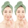 American Soft Linen 100% Cotton Hair Towels for Women, Head Towel Cap, Cotton Hair Turban Towel Wrap for Long Curly Anti Frizz Hair, Soft and Absorbent Cotton Hair Towels 2 Pack, Sage Green view 1