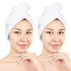 American Soft Linen 100% Cotton Hair Towels for Women, Head Towel Cap, Cotton Hair Turban Towel Wrap for Long Curly Anti Frizz Hair, Soft and Absorbent Cotton Hair Towels 2 Pack, White view 1