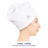 American Soft Linen 100% Cotton Hair Towels for Women, Head Towel Cap, Cotton Hair Turban Towel Wrap for Long Curly Anti Frizz Hair, Soft and Absorbent Cotton Hair Towels 2 Pack, White view 2