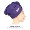 American Soft Linen 100% Cotton Hair Towels for Women, Head Towel Cap, Cotton Hair Turban Towel Wrap for Long Curly Anti Frizz Hair, Soft and Absorbent Cotton Hair Towels 2 Pack, Purple-Black view 3