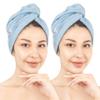 American Soft Linen 100% Cotton Hair Towels for Women, Head Towel Cap, Cotton Hair Turban Towel Wrap for Long Curly Anti Frizz Hair, Soft and Absorbent Cotton Hair Towels 2 Pack, Sky Blue view 1