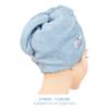 American Soft Linen 100% Cotton Hair Towels for Women, Head Towel Cap, Cotton Hair Turban Towel Wrap for Long Curly Anti Frizz Hair, Soft and Absorbent Cotton Hair Towels 2 Pack, Sky Blue view 3