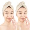 American Soft Linen 100% Cotton Hair Towels for Women, Head Towel Cap, Cotton Hair Turban Towel Wrap for Long Curly Anti Frizz Hair, Soft and Absorbent Cotton Hair Towels 2 Pack, Beige view 1