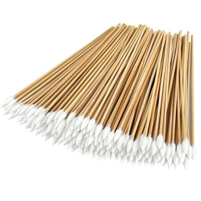 Garrelett 6-Inch Long Cotton Swabs for Precision Cleaning - Ideal for Electronics, Guns, Pet Care, Makeup, Crafts - Nature Cotton & Durable Wood for Enthusiasts in Health, Beauty (200 Pointed)