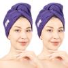American Soft Linen 100% Cotton Hair Towel Cap and Wrap for Long Curly Anti Frizz Hair, Absorbent 2 Pack, Purple view 1
