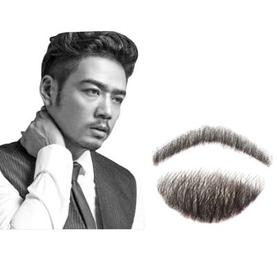 RoseAuroma Goatee Fake Beard 100% Human Hair Face Beard Sexy Reusable Entertainment/Makeup Props/Drama/Party/Cosplay Black