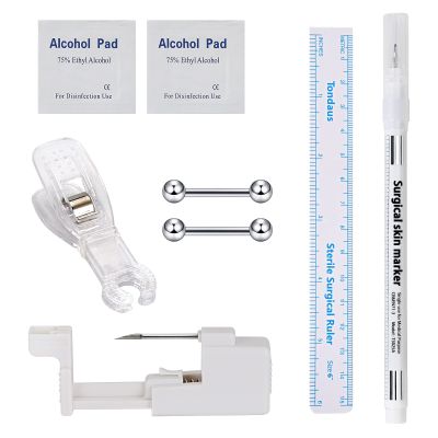 JOYTOYOU 8PCS 16G Body Piercing Kit for Ear, Safe Piercing Gun Kits Body Gauge Piercing Needles Kits Professional At Home Stainless Steel for Women Female