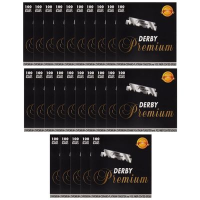 Derby Premium Single Edge Razor Blades, Ultra Sharp, Chromium - Ceramic - Platinum - Tungsten and Polymer Coated Edges (25)