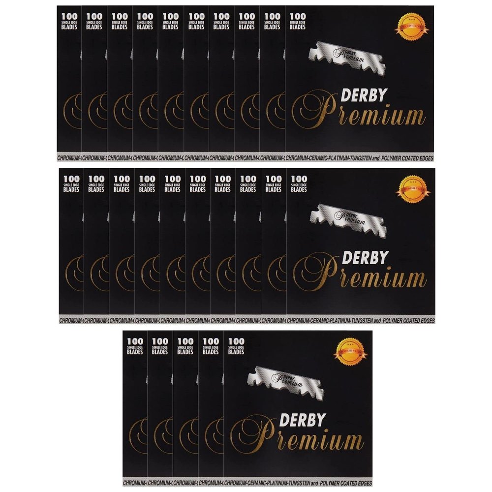 Derby Premium Single Edge Razor Blades, Ultra Sharp, Chromium - Ceramic - Platinum - Tungsten and Polymer Coated Edges (25)