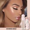 Erinde Liquid Highlighter Makeup, Pink Luminizer Face Highlight Makeup Stick, Natural Beauty Glow Finish, Lightweight Blendable Cream Face Body Liquid Illuminator Bronzer, Cruelty-free, 03 Rose Gold view 3