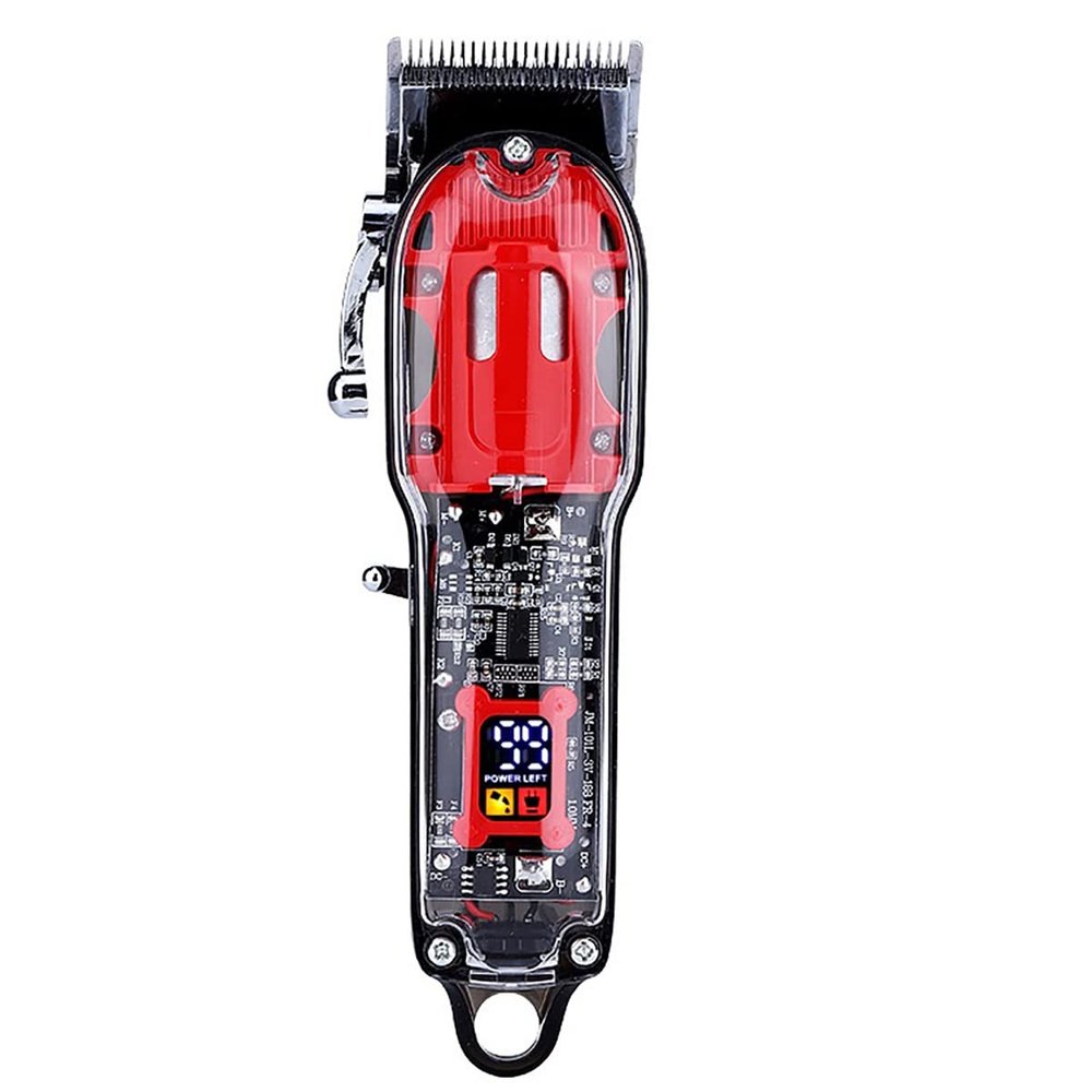 OPLLER Hair Clippers,Beard Trimmer for Men, Transparent Hair Clipper Electric Professional Clipper Hair Barber Men LCD Display USB Rechargeable Hair Styling Trimmer Machine (Color : Black)