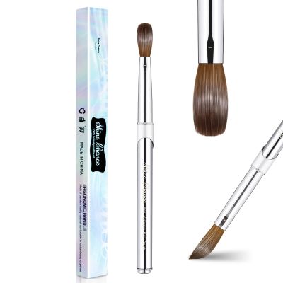 Shine Chance Acrylic Nail Art Brush Size 10, 100% Pure Kolinsky Hair Oval Nail Brush for Acrylic Application, Professional Nail Extension Manicure Tool Striping Nail Drawing Pen for DIY Home Salon