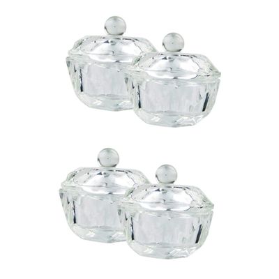 Beaupretty 4pcs Nail Art Crystal Cups with Lids Clear Acrylic Liquid and Powder Containers for Manicure for Mixing Nail Art Materials Salon