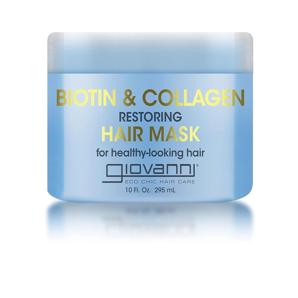 GIOVANNI Biotin & Collagen Hair Mask - Deeply Conditions, Detangles, Helps Rebond Split Ends, For All Hair Types, Moisturizing, Helps Create Shine & Manageability, Cruelty-Free, Salon-Quality - 10 Oz