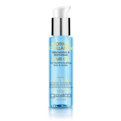 GIOVANNI Biotin & Collagen Hair Oil - Rebonding & Restoring, Vegan, Cruelty-Free, Infused with Natural Botanical Ingredients, Salon-Quality, For Healthy-Looking Hair & Scalp - 1.9 Oz