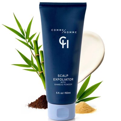 Comme Homme Scalp Exfoliator for Bald Men  Detoxifying Pre-Shave Scrub with Bamboo, Glycolic Acid, Aloe & Caffeine  Removes Dead Skin  Anti-Aging  5 fl oz / 150 ml