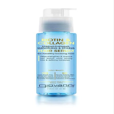 GIOVANNI Biotin & Collagen Hair Serum - Hair Strengthening, Smoothing & Styling, Vegan, Cruelty-Free, Infused with Natural Botanical Ingredients, Salon-Quality, For Healthy-Looking Hair - 2.75 Oz