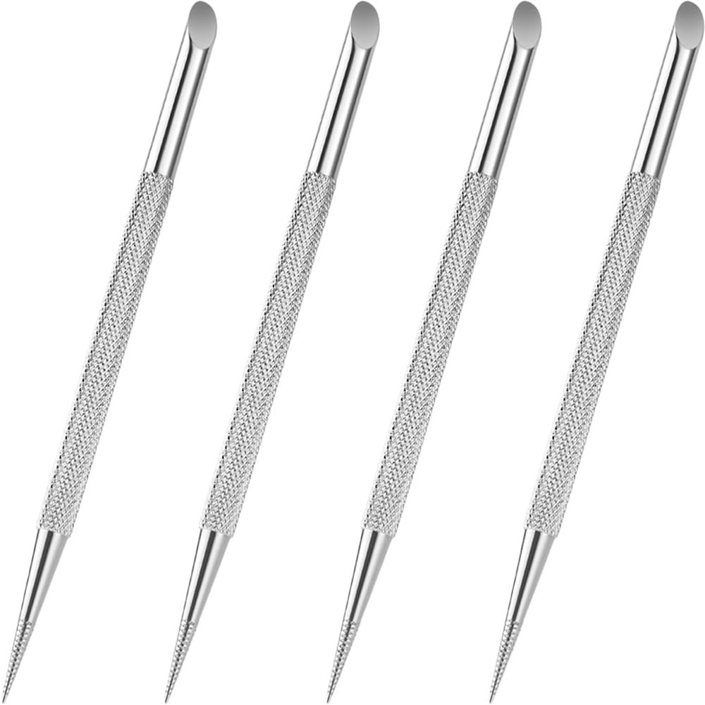 minkissy 4pcs Stainless Steel Cuticle Pusher Trimmer Dual Sided Nail Care Tools for Manicure Pedicure Ideal for Cleaning Nail Cuticles and Ingrown Nails